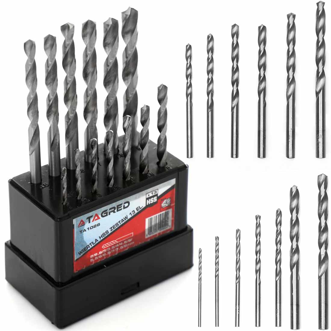Sada vrtáků do kovu HSS, vrtáky 2.0 - 8.0 mm 13 ks TA1026